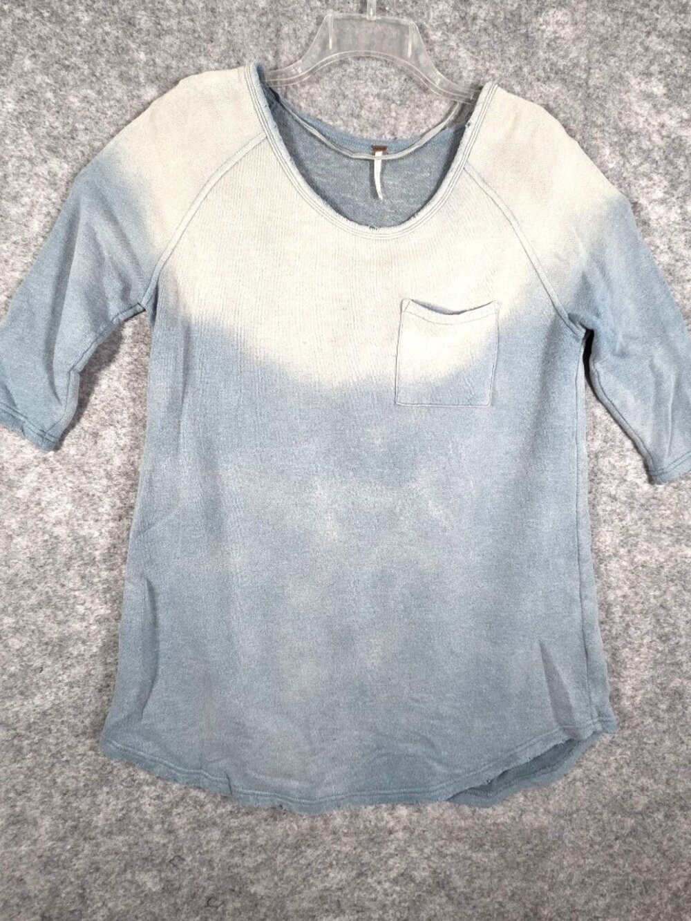 Free People Women's Short Sleeve Pullover Sweatshirt Top Blue  Ombre Size XS